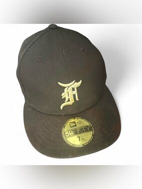 New Era Fear of God Essentials Black Fitted Hat Sz 7 1/8